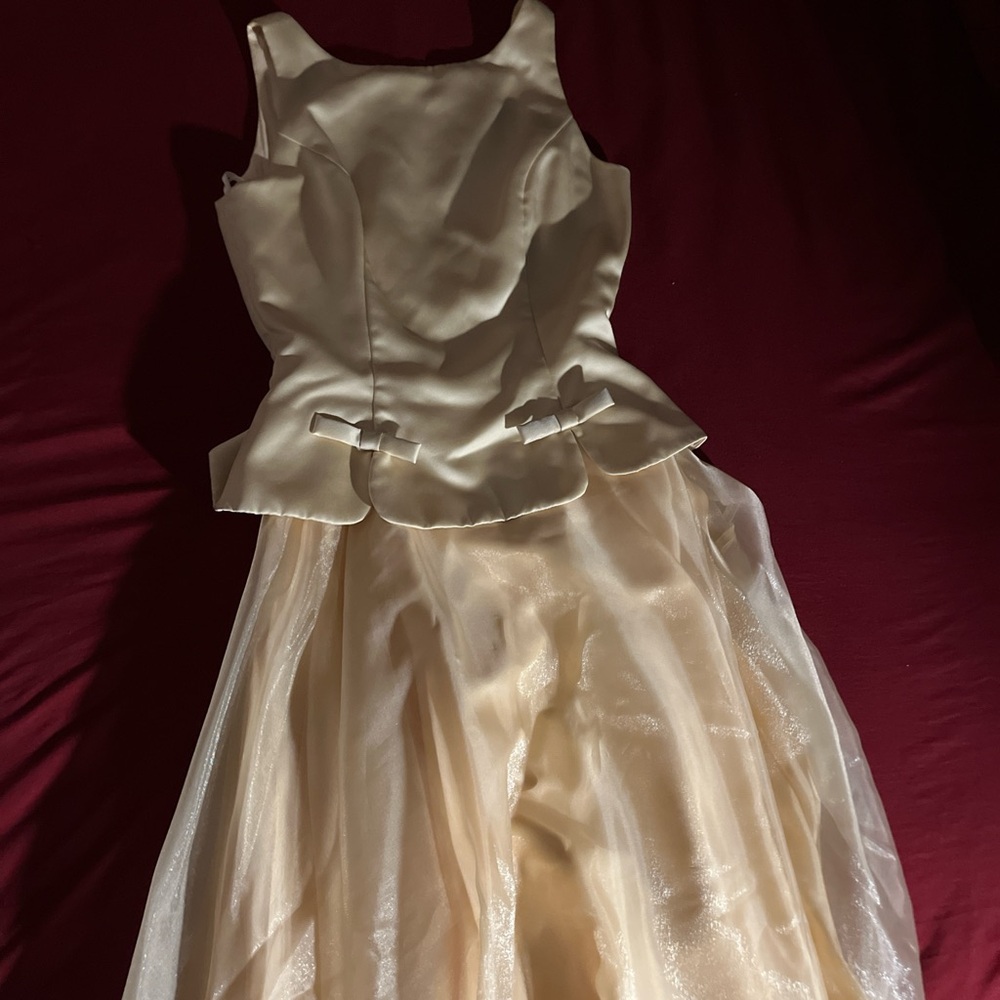 Dave & Johnny Cream Satin Dress